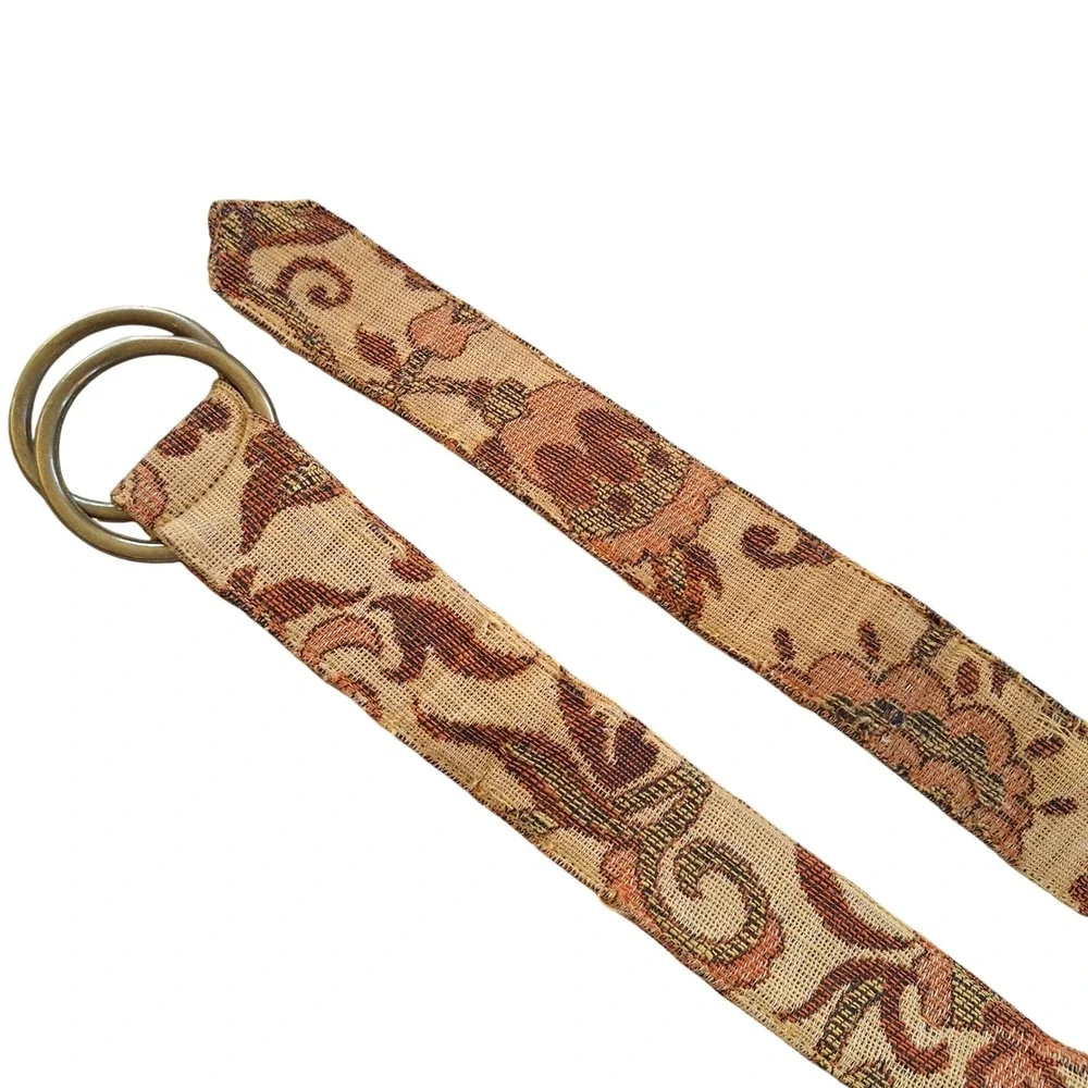 Canterbury Vtg Belt Boho Earthy 1970s Tapestry Double O Ring Large FLAW READ